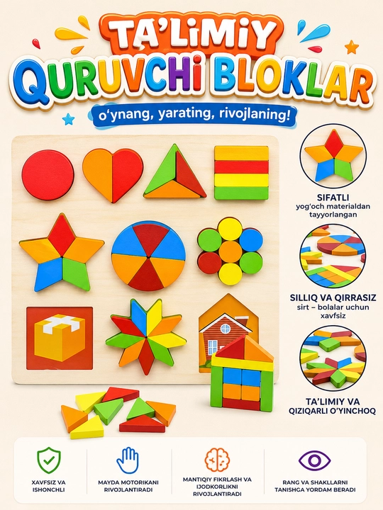 Yog‘och rivojlantiruvchi o‘yinchoqlar - 