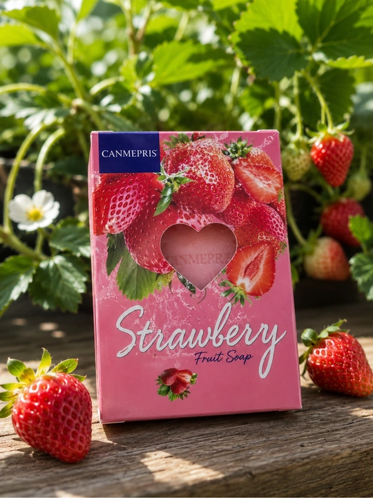 CANMEPRIS Strawberry Fruit Soap – qulupnay hidli, yumshoq va yoqimli sovun, 100 g