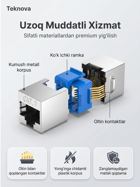 LAN соединитель кабеля Teknova RJ45 переходник удлинитель интернет кабеля CAT6