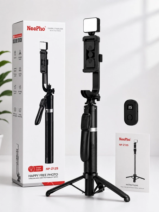Selfi tayoqchasi 183 sm, tripod shtativ, Bluetooth pult va LED chiroqli  NeePho NP-Z12S - 
