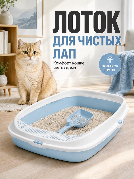 Лоток для кошек с сеткой, прочный пластик, всегда сухие лапки и чистота