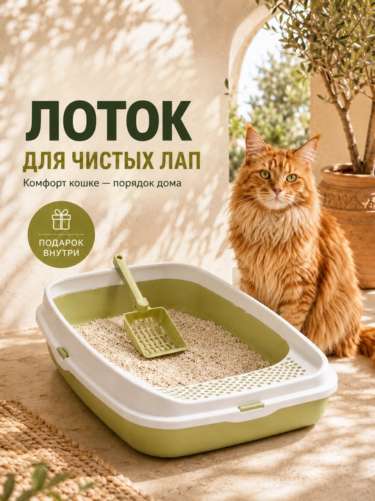 Лоток для кошек с сеткой, прочный пластик, всегда сухие лапки и чистота