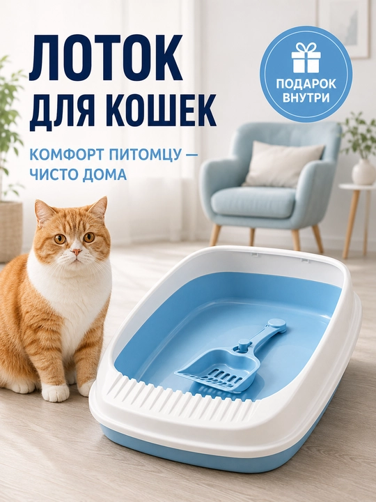 Лоток для кошек с сеткой, прочный пластик, всегда сухие лапки и чистота - 