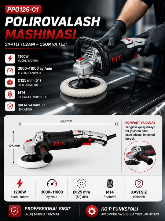 P.I.T. PPO125-C1 polirovalash mashinasi 1200W