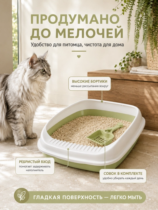 Лоток для кошек с сеткой, прочный пластик, всегда сухие лапки и чистота