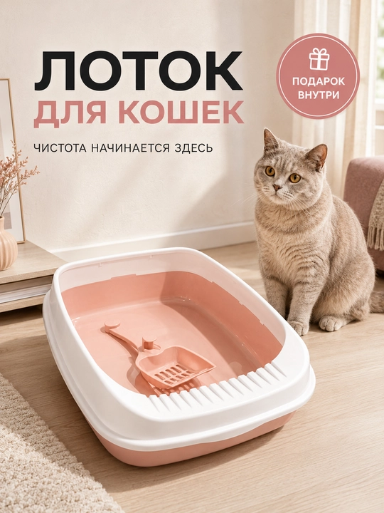 Лоток для кошек с сеткой, прочный пластик, всегда сухие лапки и чистота