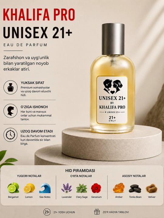 Unisex 21+ Eau de Parfum, унисекс парфюм для мужчин и женщин, стойкий