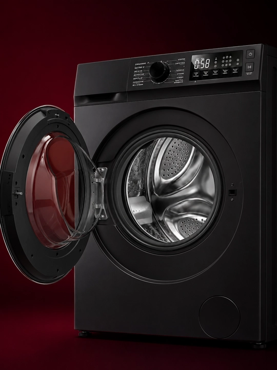 AIWA 6 kg old tomondan yuklanadigan qora kir yuvish mashinasi 