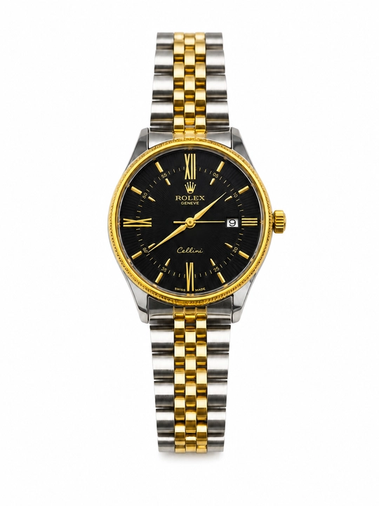 Erkaklar Rolex qo‘l soati, kalendarli, metall brasletli, klassik dizayn