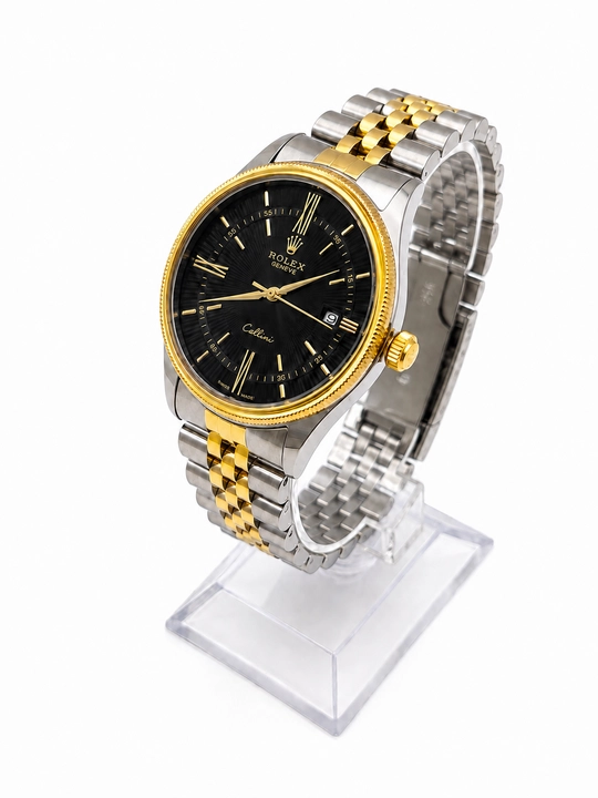 Erkaklar Rolex qo‘l soati, kalendarli, metall brasletli, klassik dizayn