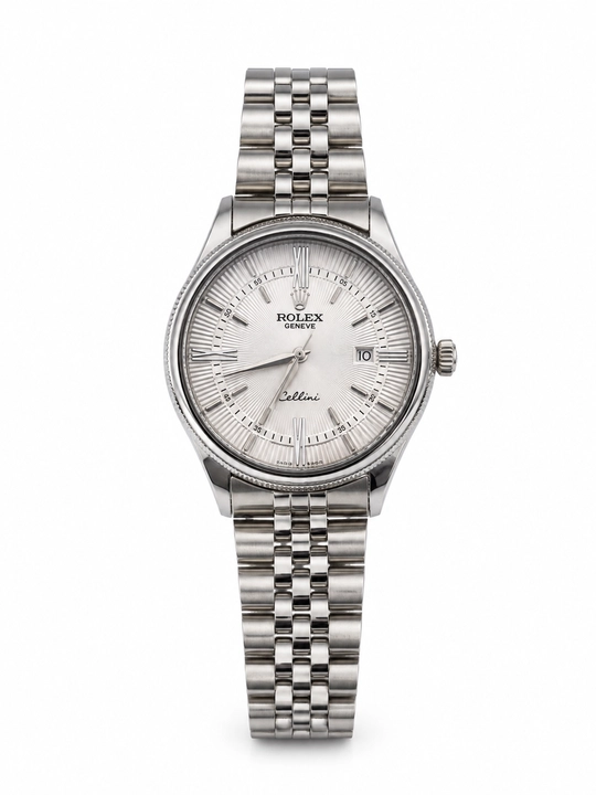Erkaklar Rolex qo‘l soati, kalendarli, metall brasletli, klassik dizayn