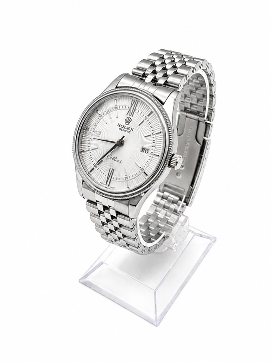 Erkaklar Rolex qo‘l soati, kalendarli, metall brasletli, klassik dizayn