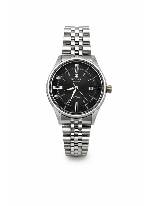 Erkaklar Rolex qo‘l soati, kalendarli, metall brasletli, klassik dizayn