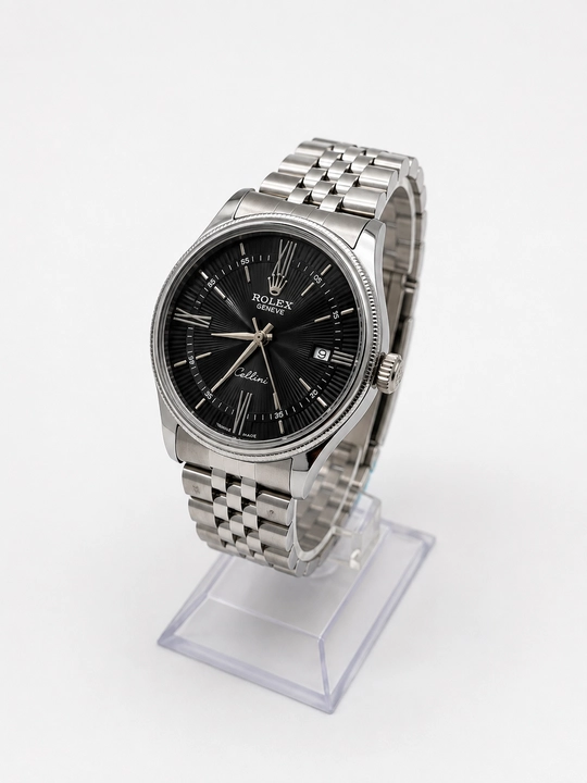 Erkaklar Rolex qo‘l soati, kalendarli, metall brasletli, klassik dizayn