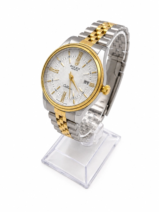 Erkaklar Rolex qo‘l soati, kalendarli, metall brasletli, klassik dizayn