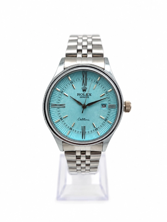 Erkaklar Rolex qo‘l soati, kalendarli, metall brasletli, klassik dizayn - 