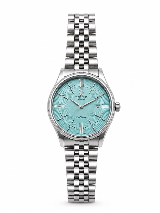 Erkaklar Rolex qo‘l soati, kalendarli, metall brasletli, klassik dizayn