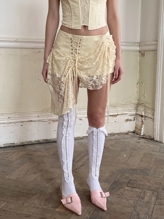 Женские гольфы с кружевом Coquette Balletcore, черные/белые, универсальный размер - 