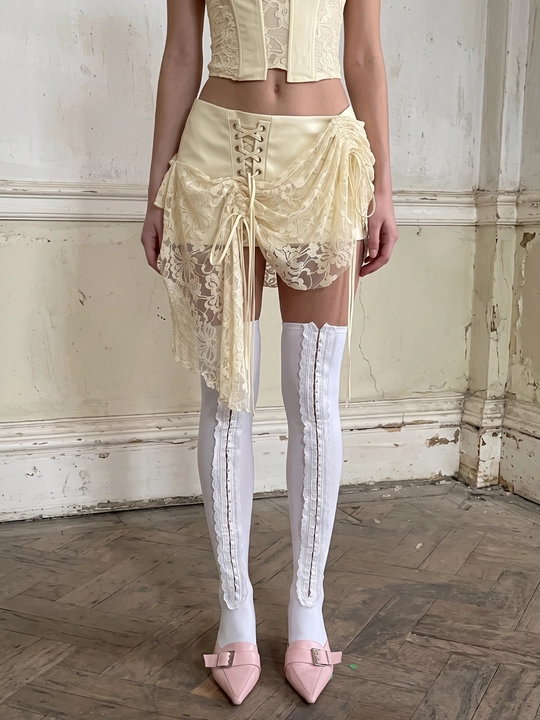 Женские гольфы с кружевом Coquette Balletcore, черные/белые, универсальный размер