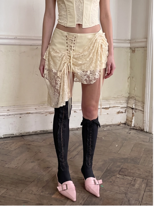 Женские гольфы с кружевом Coquette Balletcore, черные/белые, универсальный размер - 
