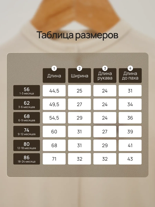 Комбинезон нательный для новорожденных, хлопковый, Супер Пупс 56-86 см