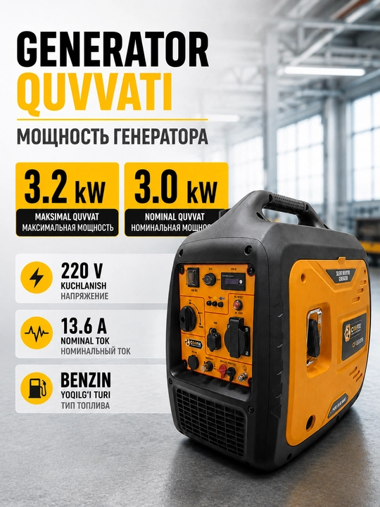 COOFIX | 3 kW benzinli inverter generator 220 V, benzinli generator