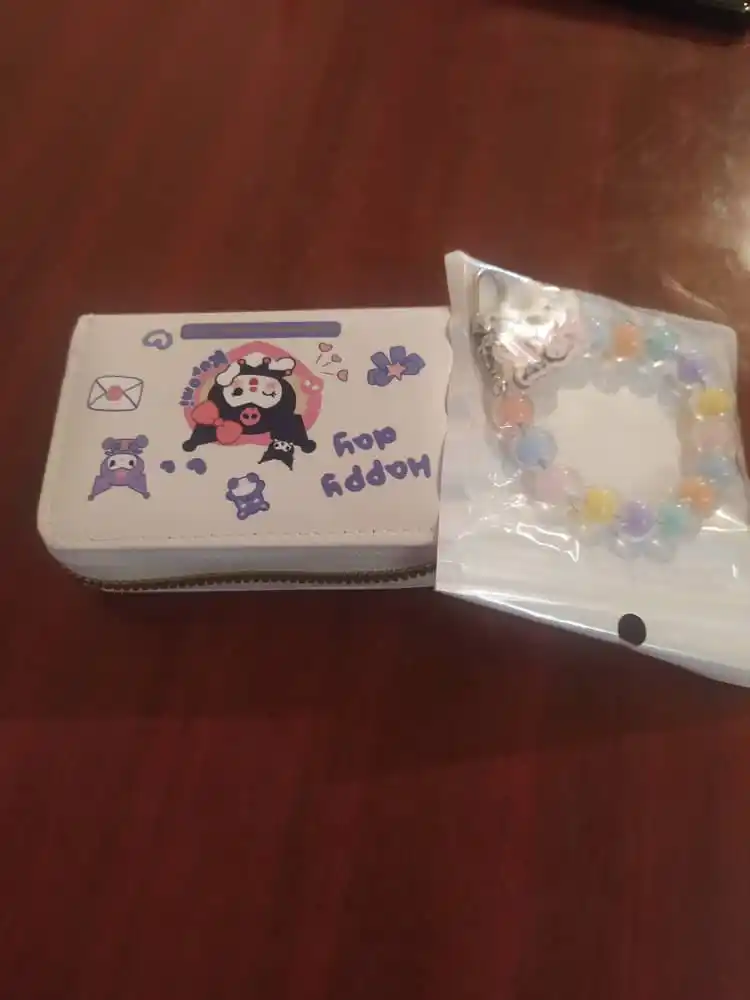Kuromi hamyoni, kartxolder Kuromi, tashrif qog‘ozi, ayollar uchun, 18 bo‘limli, bilaguzuk yorqin brelok