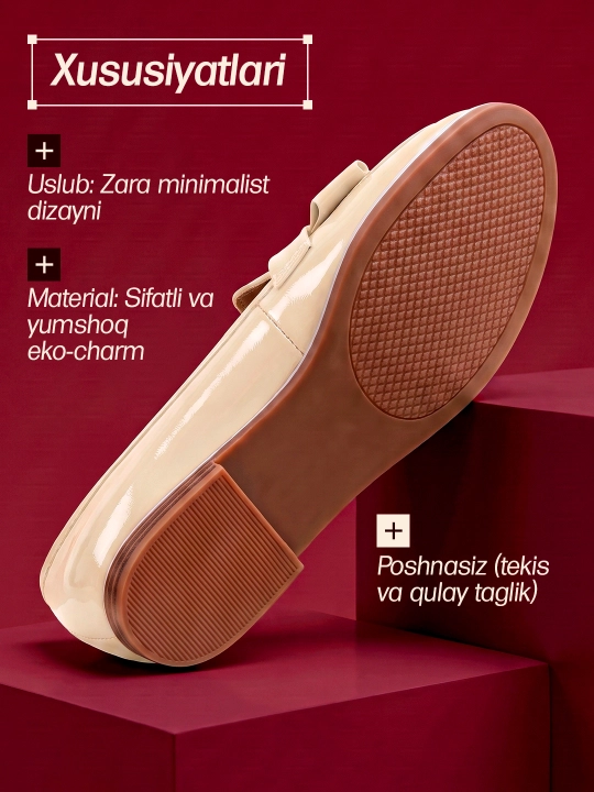 Kvadrat burunli baletka ayollar uchun, bantli klassik baletka tufli
