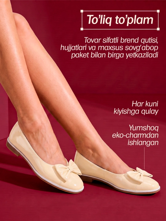 Kvadrat burunli baletka ayollar uchun, bantli klassik baletka tufli