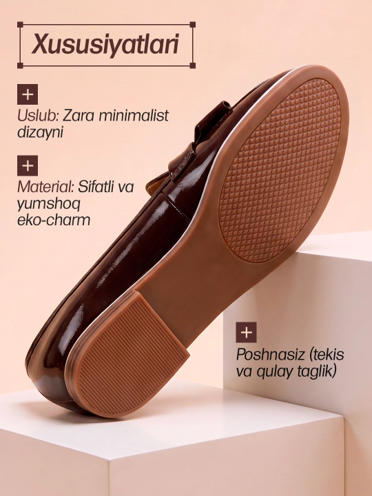 Kvadrat burunli baletka ayollar uchun, bantli klassik baletka tufli