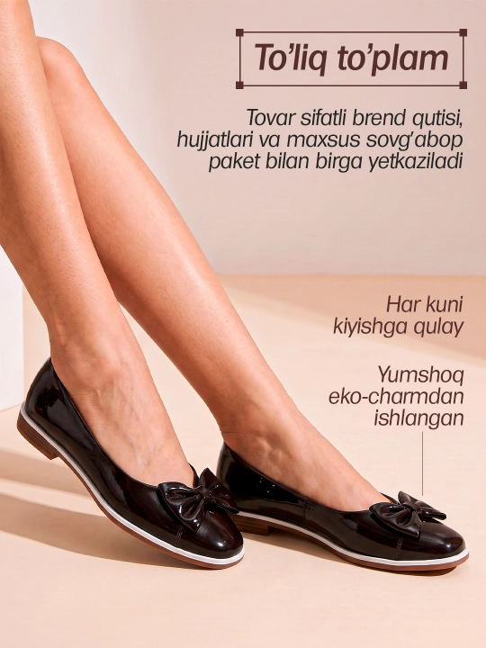 Kvadrat burunli baletka ayollar uchun, bantli klassik baletka tufli