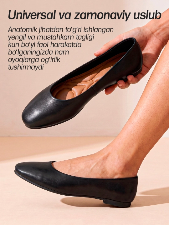 Ayollar uchun baletkalar, klassik baletka tufli, qulay eko-charm