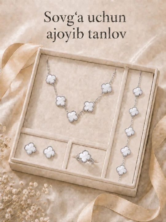Ayollar, qizlar uchun premium 4tasi 1da to‘plam, zanjir,uzuk (16-20),bujiteriya, Van Cleef
