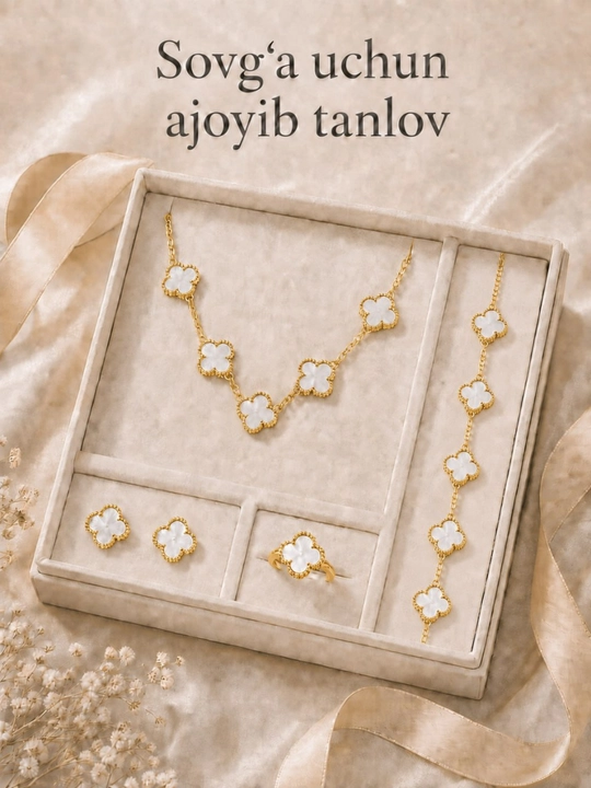 Ayollar, qizlar uchun premium 4tasi 1da to‘plam, zanjir,uzuk (16-20),bujiteriya, Van Cleef