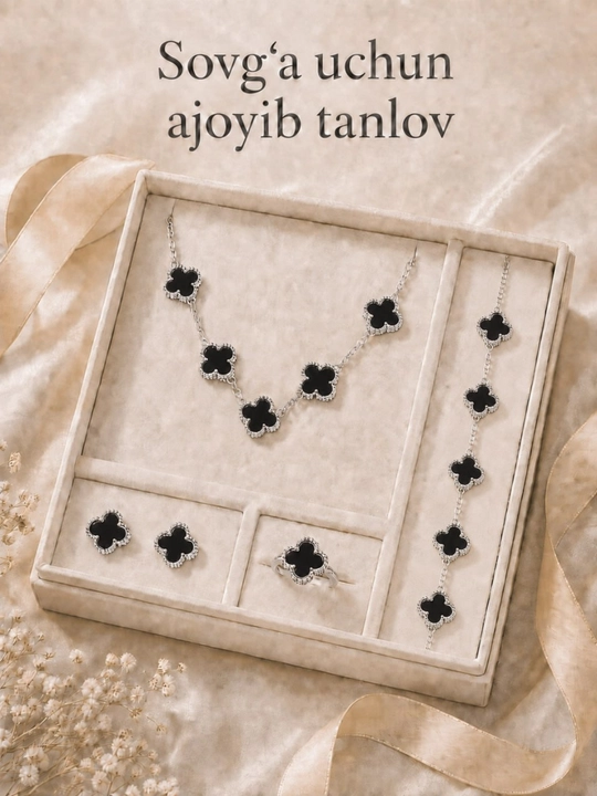 Ayollar, qizlar uchun premium 4tasi 1da to‘plam, zanjir,uzuk (16-20),bujiteriya, Van Cleef