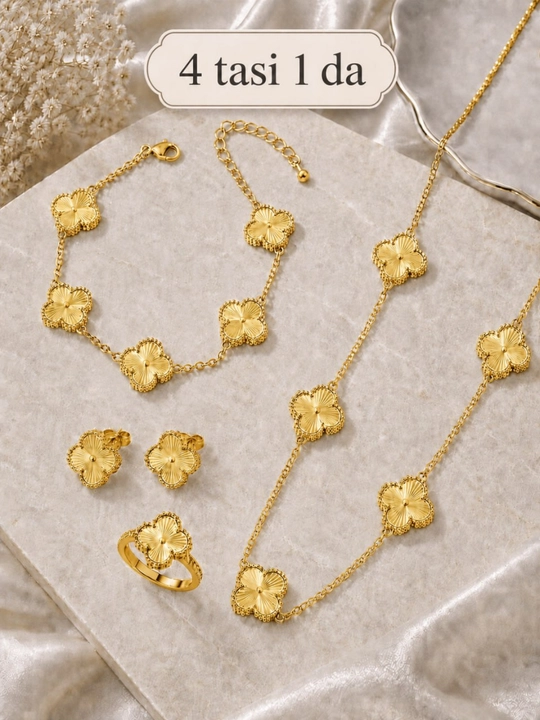 Ayollar, qizlar uchun premium 4tasi 1da to‘plam, zanjir,uzuk (16-20),bujiteriya, Van Cleef - 