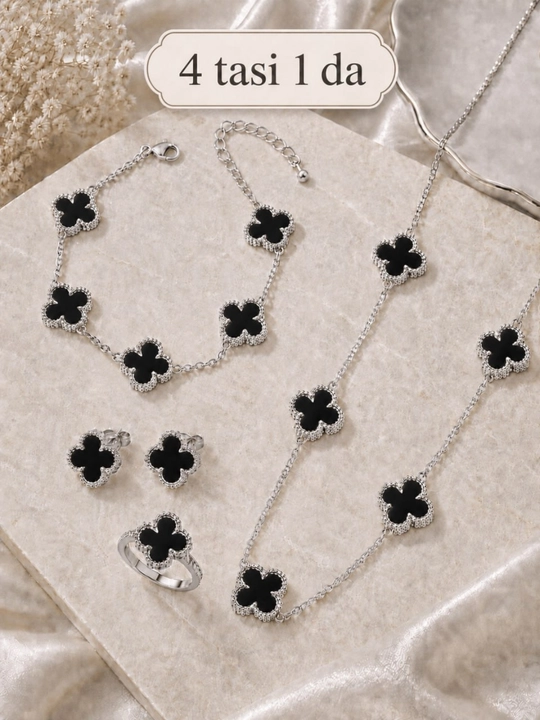 Ayollar, qizlar uchun premium 4tasi 1da to‘plam, zanjir,uzuk (16-20),bujiteriya, Van Cleef - 