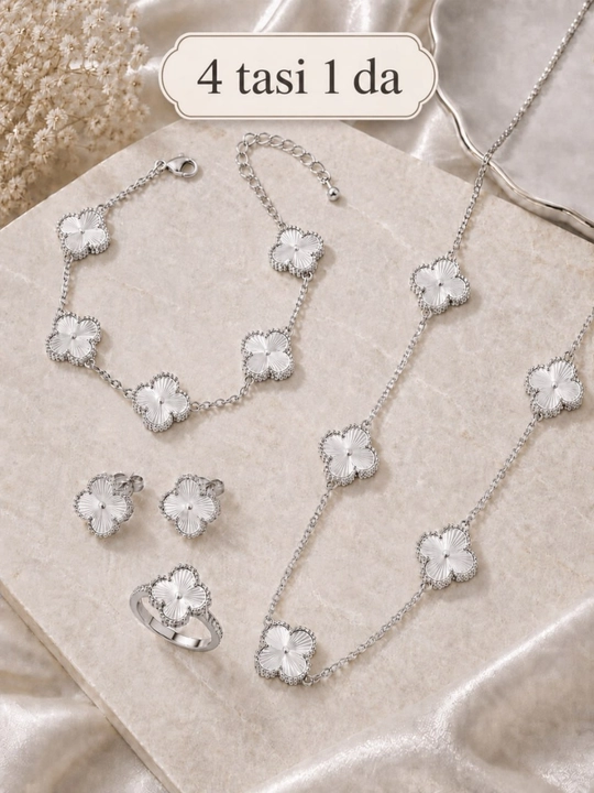 Ayollar, qizlar uchun premium 4tasi 1da to‘plam, zanjir,uzuk (16-20),bujiteriya, Van Cleef - 
