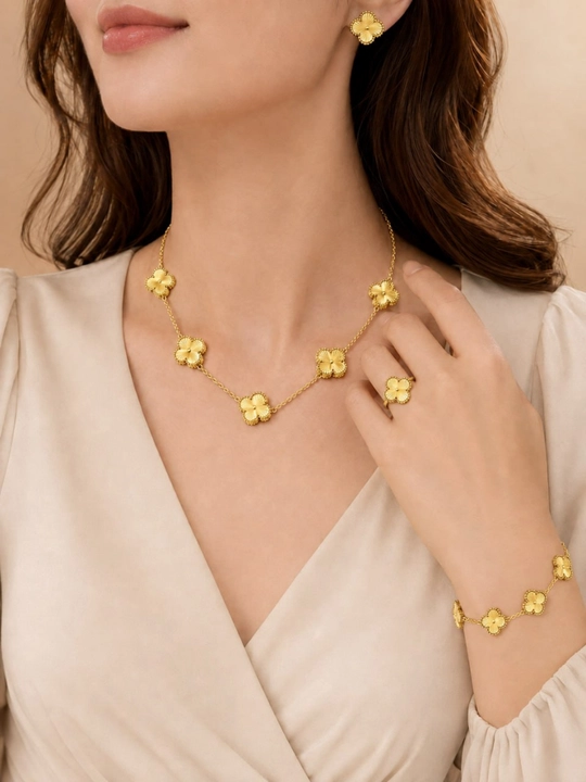 Ayollar, qizlar uchun premium 4tasi 1da to‘plam, zanjir,uzuk (16-20),bujiteriya, Van Cleef