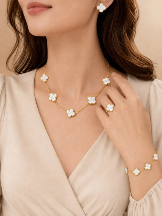 Ayollar, qizlar uchun premium 4tasi 1da to‘plam, zanjir,uzuk (16-20),bujiteriya, Van Cleef