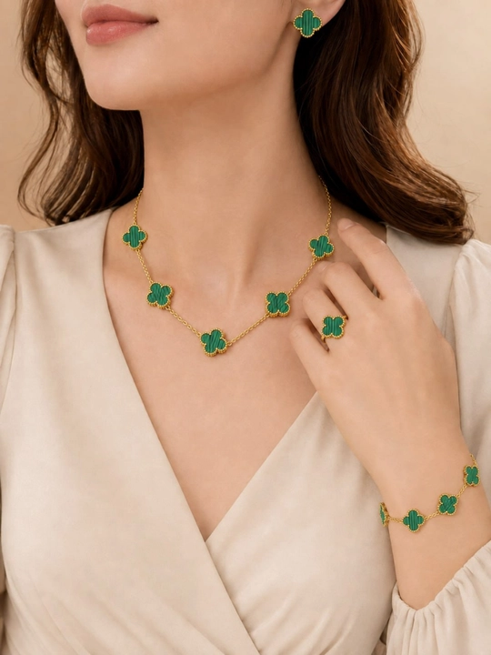 Ayollar, qizlar uchun premium 4tasi 1da to‘plam, zanjir,uzuk (16-20),bujiteriya, Van Cleef