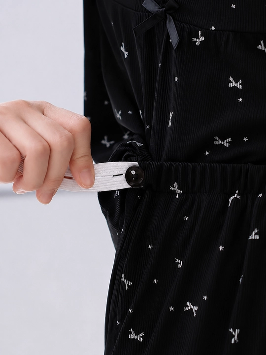 Ayollar pijamasi, emizikli onalar uchun pijama, tugmali pijama, uzun yengli pijama