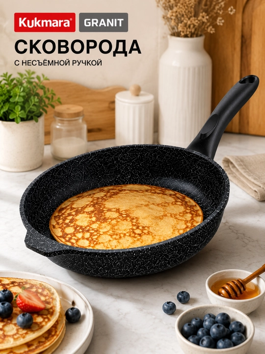 Kukmara GRANIT tova 20 sm, granit qoplamali, yopishmaydigan skovorodka, PFOA FREE