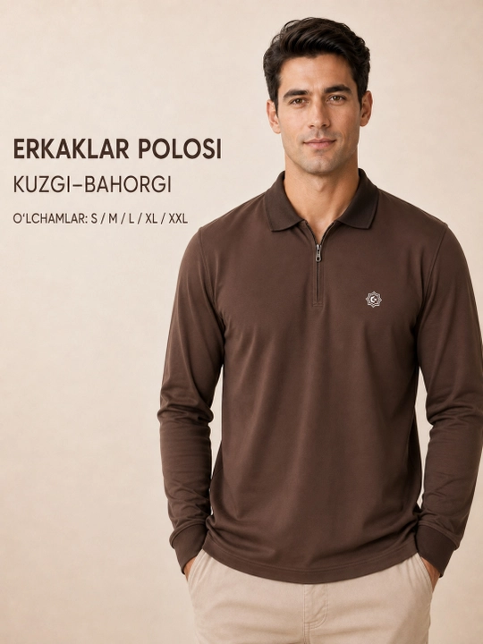 Erkaklar uzun yengli polo, bahor yoz kuz, erkaklar ko‘ylagi, paxta,lacoste, kundalik kiyim - 