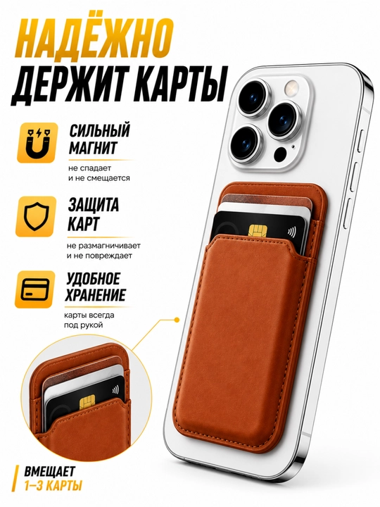 Держатель карт для iPhone MagSafe, магнитный кардхолдер, компактный