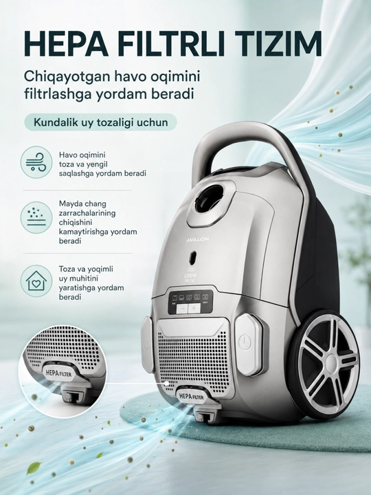 Teleskopik naycha va pol uchun nasadkali AIWA konteynerli changyutgichi