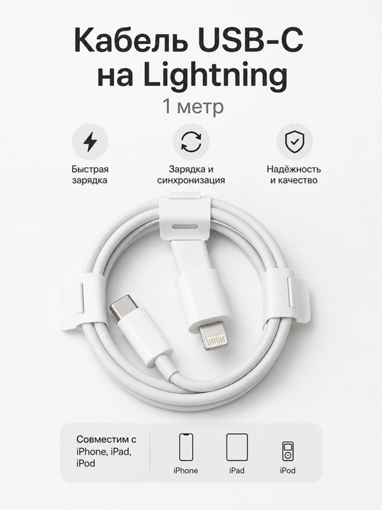 Кабель Type-C to Lightning для Apple устройств