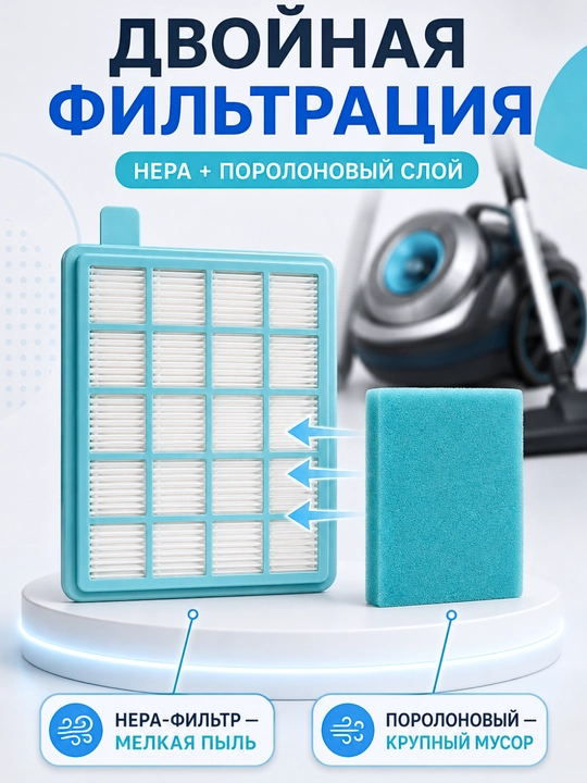 Фильтры для пылесосов Philips, Bosch, Siemens, Artel, Avalon, Shivaki—HEPA и поролоновые
