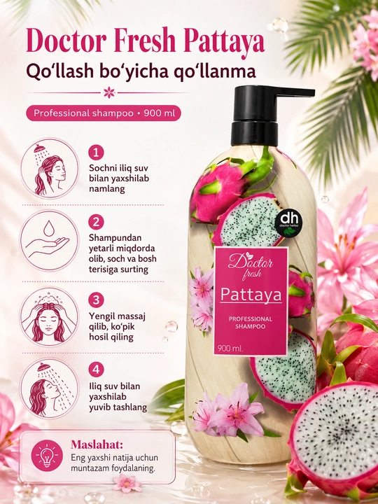 Doctor Fresh Pattaya Professional Shampoo — профессиональный шампунь для волос, 900 мл