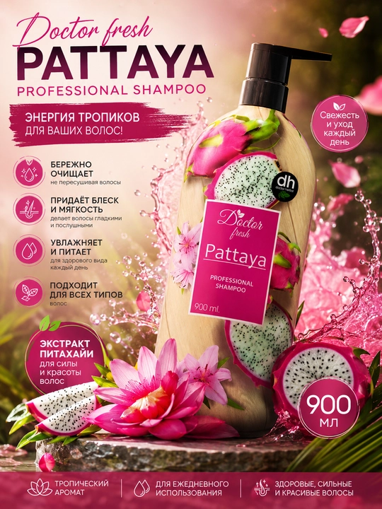 Doctor Fresh Pattaya Professional Shampoo — профессиональный шампунь для волос, 900 мл